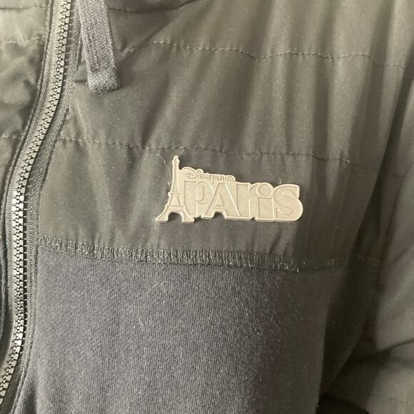 Disney Paris Bomber Jacket Mens XL Spell Out Pin Full Zip Black - Picture 7 of 10